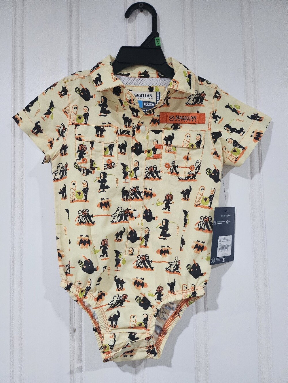 Magellan Kids Halloween Print One-Piece Bodysuit - Yellow & Black 6-9 Mo. Nwt